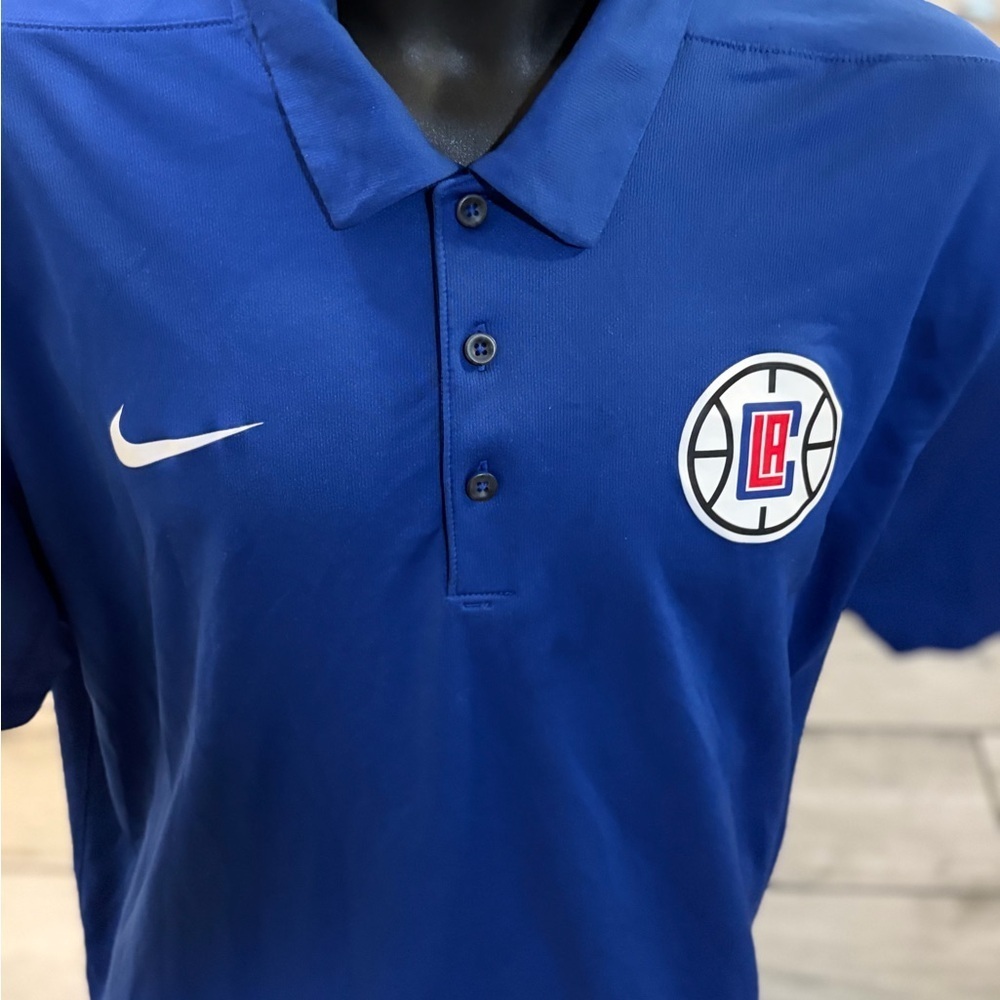 Men’s pre owned NBA Nike LA Clippers blue polo shirt size XL basketball - Picture 3 of 4